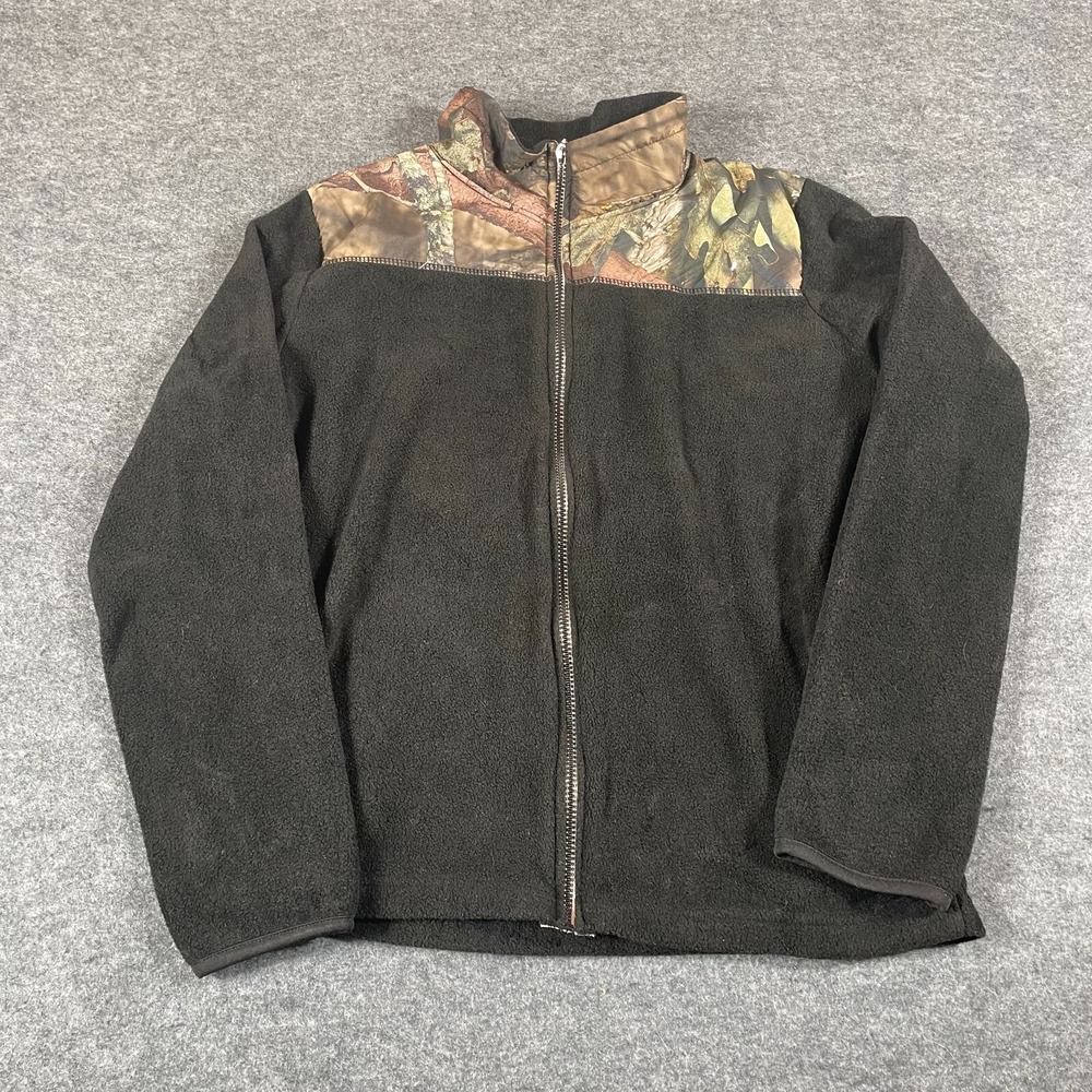 Apparel Connection Jacket Womens Large Black Camo‎ Fleece Zip Up Pockets Hunting
